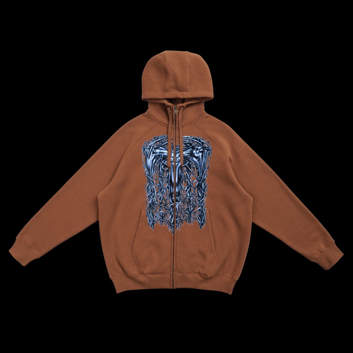 A Naruto Tech Fleece Zip Hooded Sweatshirt Rust