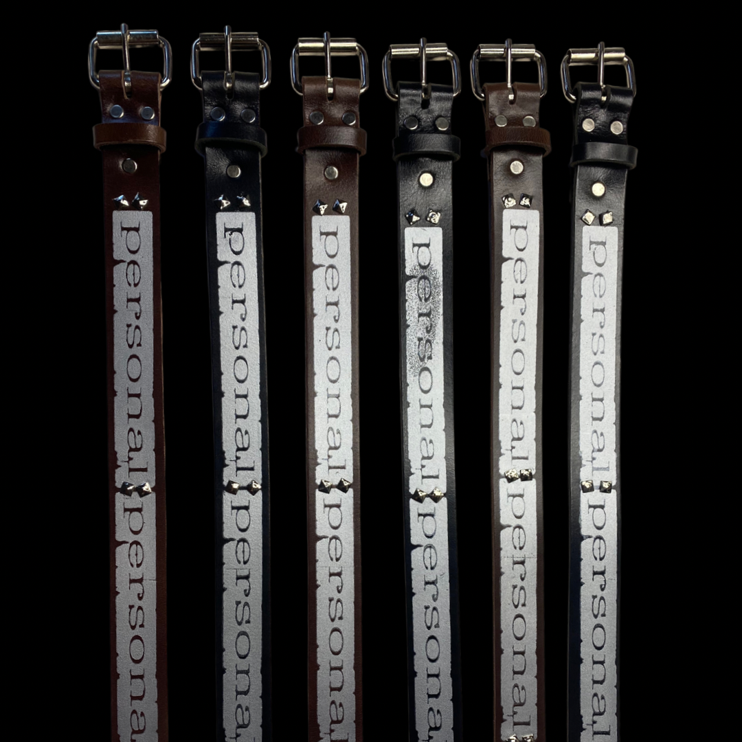 Studded Leather Belt Reflective Silver