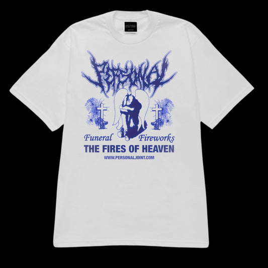 A Funeral Fireworks T Shirt White/Blue