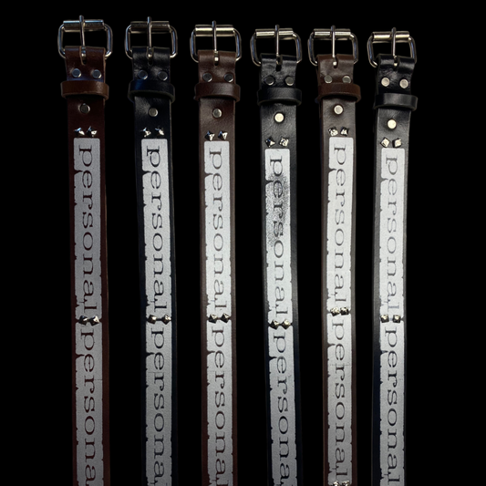 Studded Leather Belt Reflective Silver